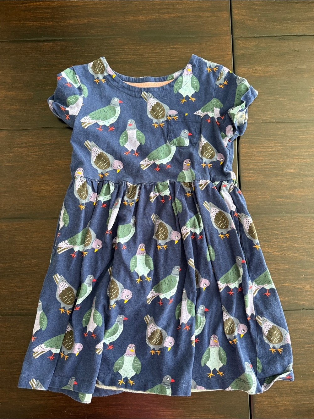 Mini Boden Navy Dress with Pigeon Print